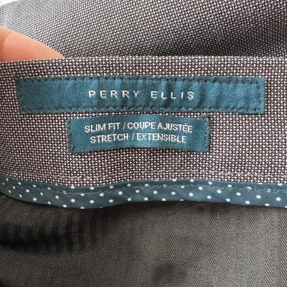 Perry Ellis Men's Flat Front Slim Fit Casual Dress Pant Gray Trouser Size‎ 32x32 - Picture 5 of 13